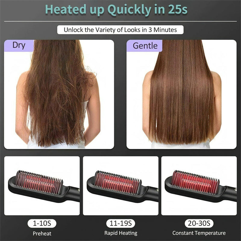 2 In 1 Hair Straightener Hot Comb Curling Tong Dual-purpose Electric Hair Brush