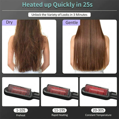 2 In 1 Hair Straightener Hot Comb Curling Tong Dual-purpose Electric Hair Brush