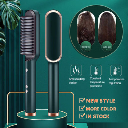 2 In 1 Hair Straightener Hot Comb Curling Tong Dual-purpose Electric Hair Brush