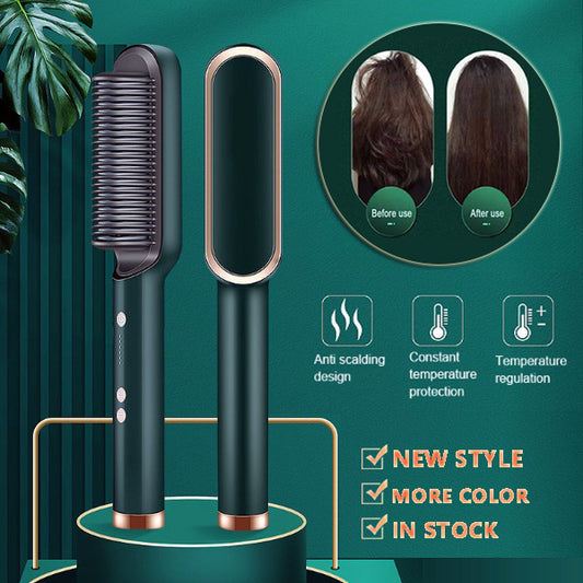 2 In 1 Hair Straightener Hot Comb Curling Tong Dual-purpose Electric Hair Brush
