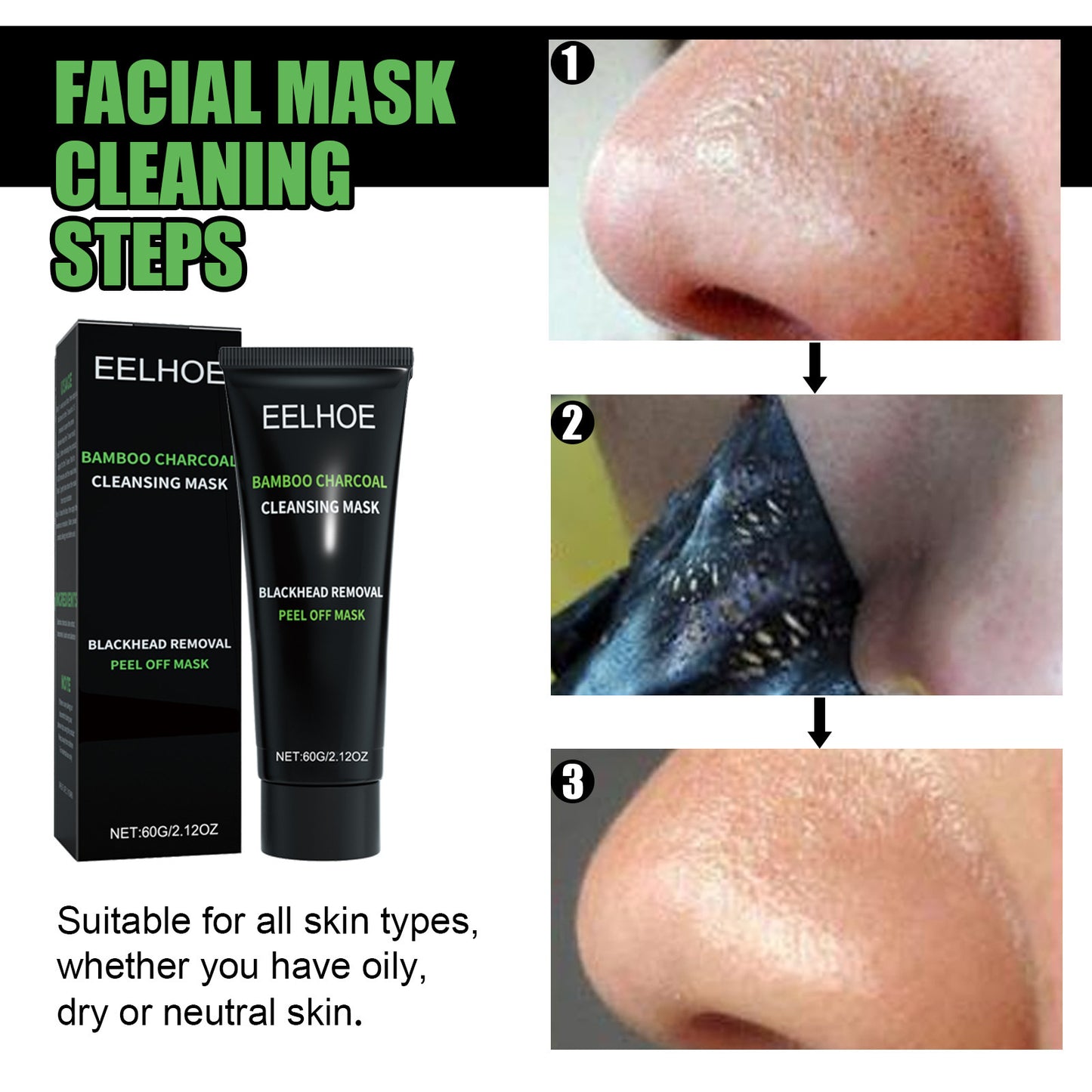 Bamboo Charcoal Blackhead Peel-Off Mask For Deep Pore Cleansing