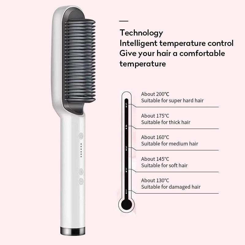 2 In 1 Hair Straightener Hot Comb Curling Tong Dual-purpose Electric Hair Brush