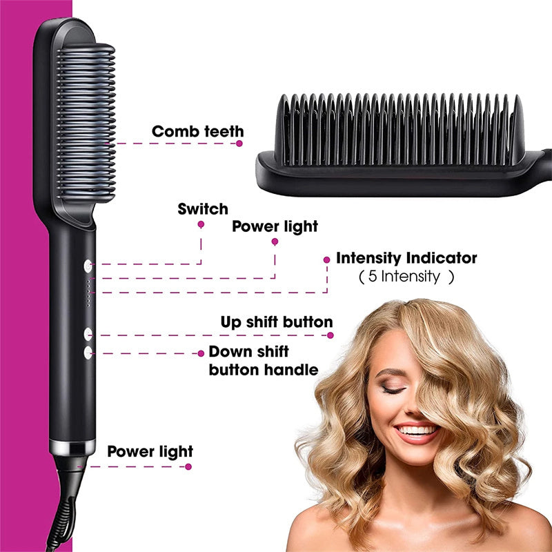 2 In 1 Hair Straightener Hot Comb Curling Tong Dual-purpose Electric Hair Brush