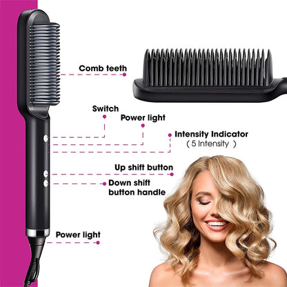 2 In 1 Hair Straightener Hot Comb Curling Tong Dual-purpose Electric Hair Brush